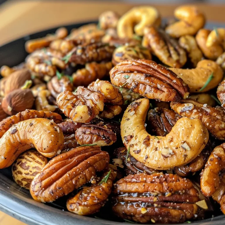 Deliciously Easy Savory Spiced Roasted Nuts for Every Occasion Close-up of a colorful mix of roasted nuts including pecans, walnuts, almonds, and cashews.
