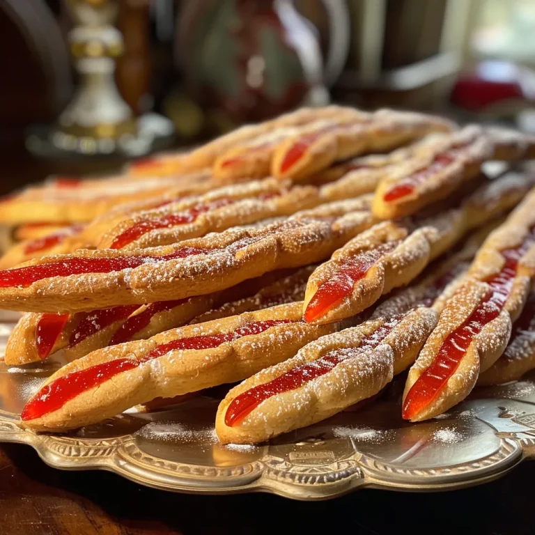Close-up view of Witch's Fingers Sugar Cookies decorated with red candies and almond slices.