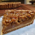 Close-up view of a freshly baked chestnut tart with a golden-brown crust.