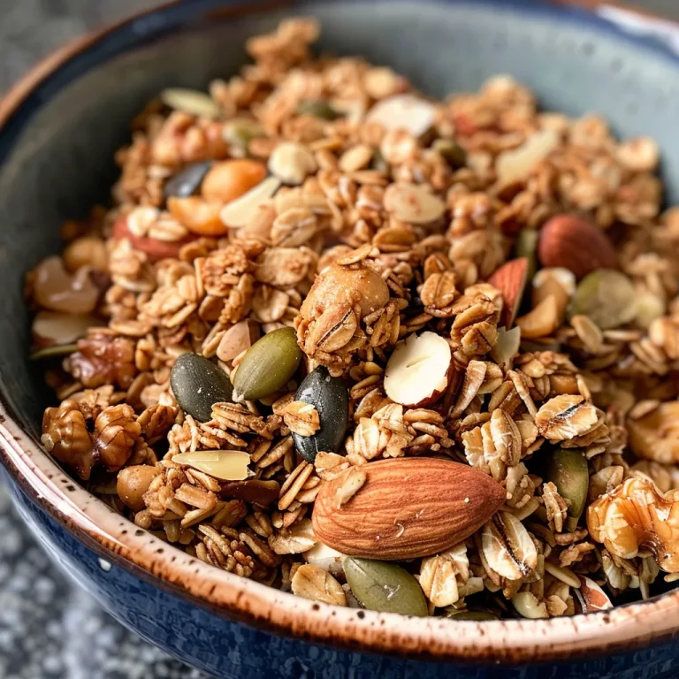 Close-up view of a bowl filled with colorful protein granola.