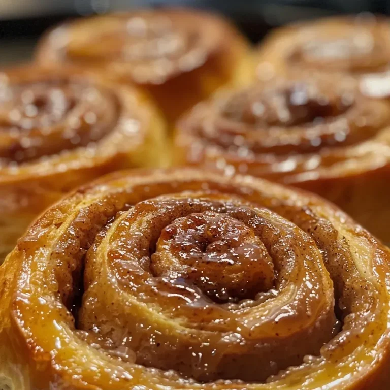 Close-up view of soft, gooey cinnamon rolls with a rich glaze.