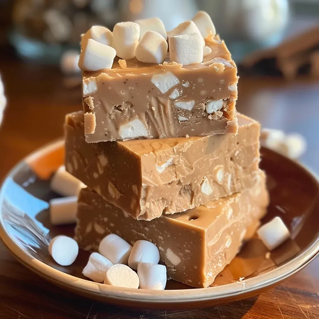Side angle shot of Vanilla Chai Fudge showcasing its smooth surface and spice flecks.