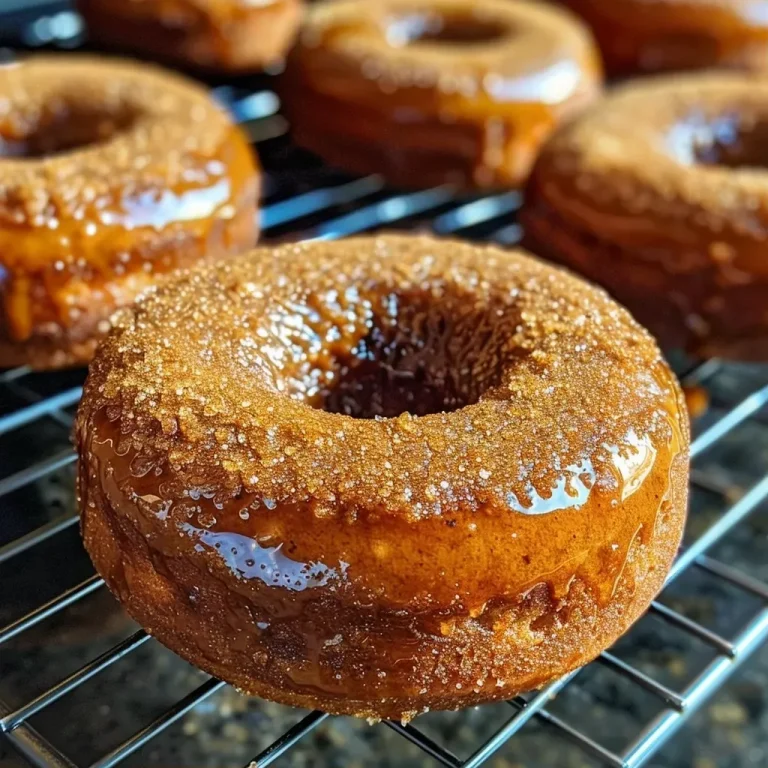 Close-up view of a glazed vegan gingerbread donut with sprinkles of gingerbread sugar.