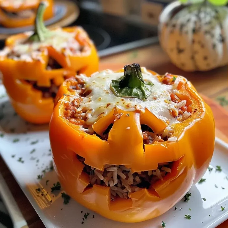 Jack-O’-Lantern Stuffed Peppers
