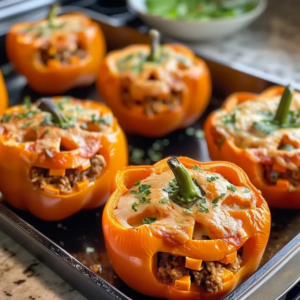 Jack-O’-Lantern Stuffed Peppers