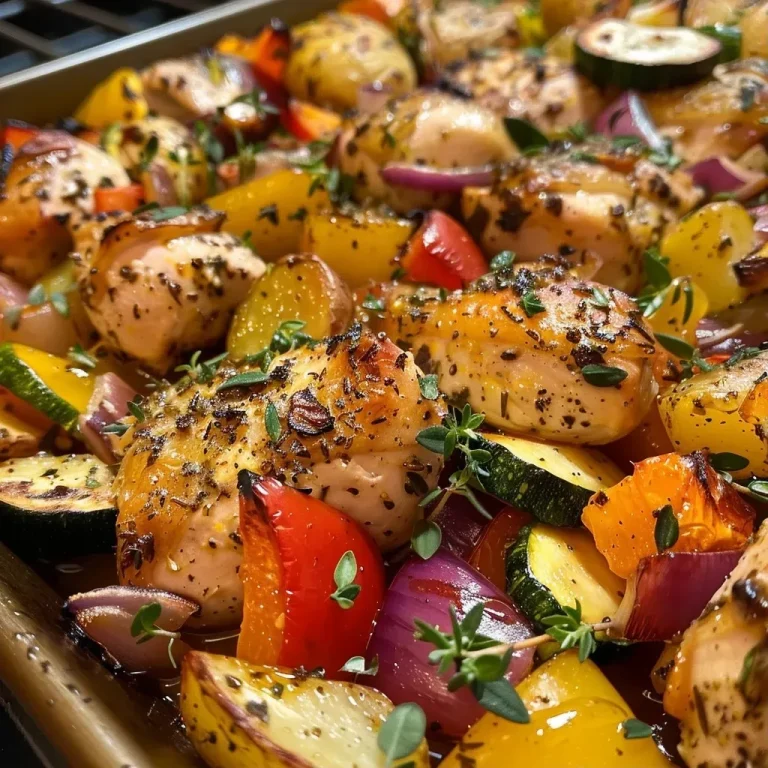 One-Pan Wonder: Wholesome Herb Chicken & Colorful Veggie Bake for Busy Nights Juicy One-Pan Herb Chicken & Roasted Veggie Bake Delight