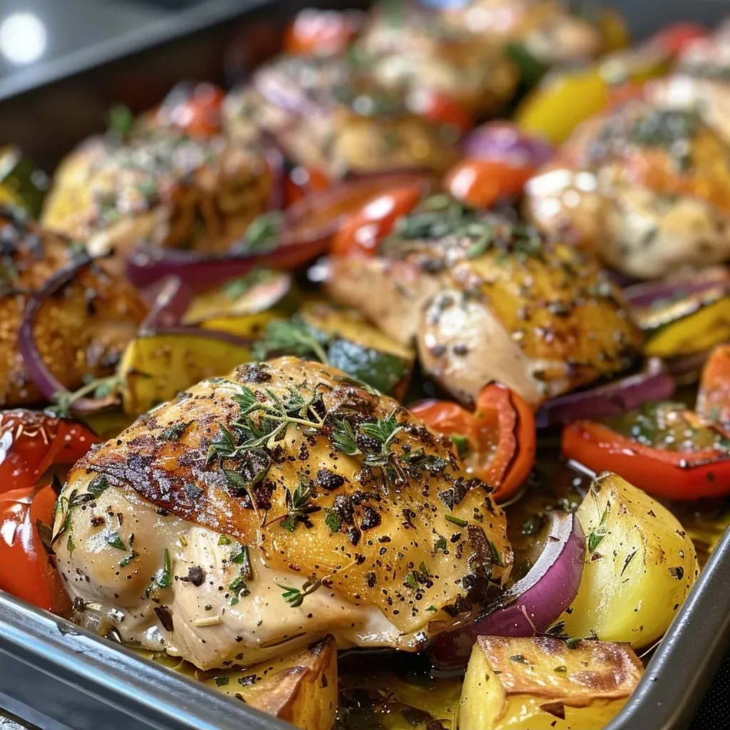 Juicy One-Pan Herb Chicken & Roasted Veggie Bake Delight