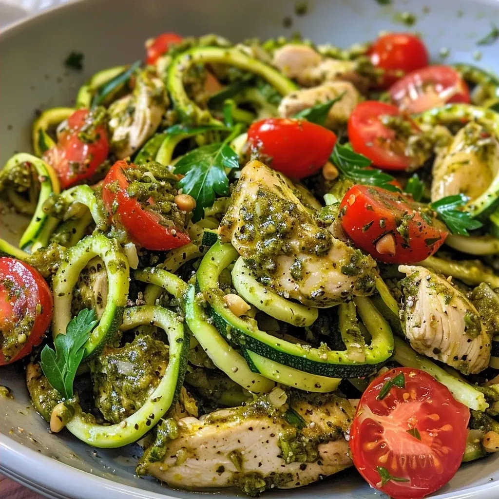 Pesto Chicken Zucchini Noodles