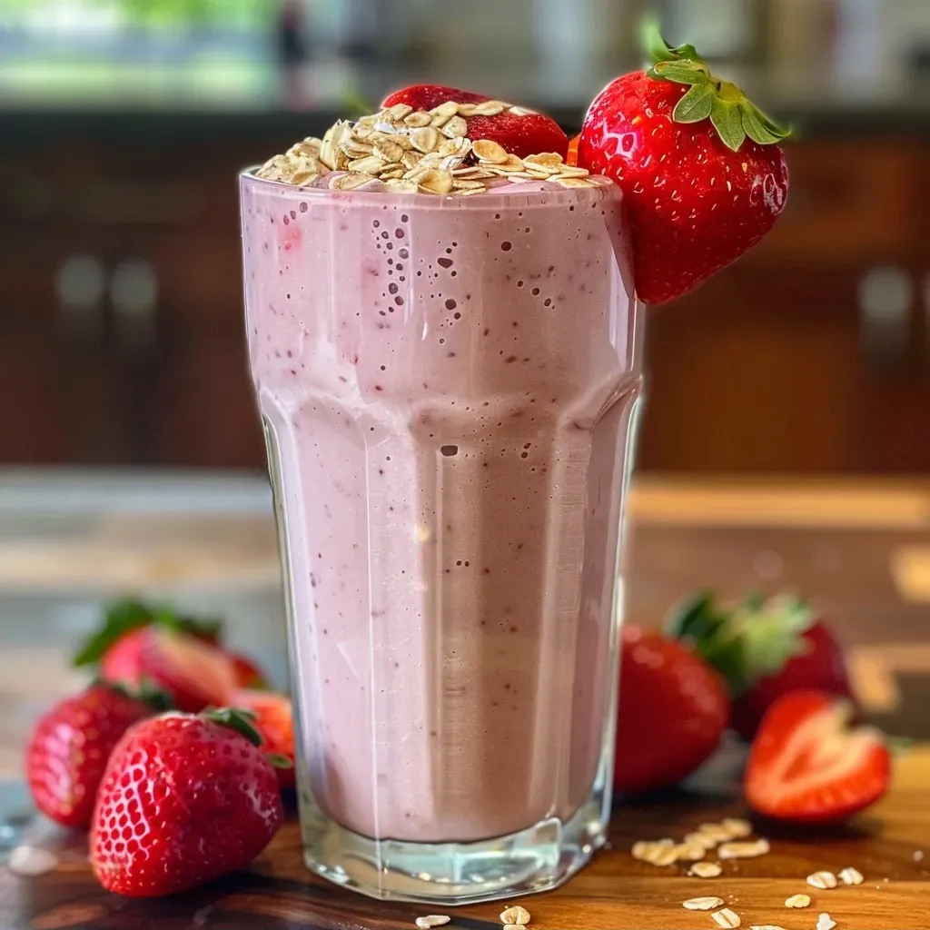 Strawberry Banana Oat Breakfast Smoothie